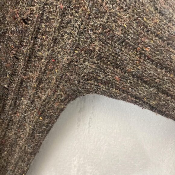 Vintage 90s Fisherman Knit Wool Blend Sweater Mens XL Brown Donegal Flecks Cable - Picture 10 of 15